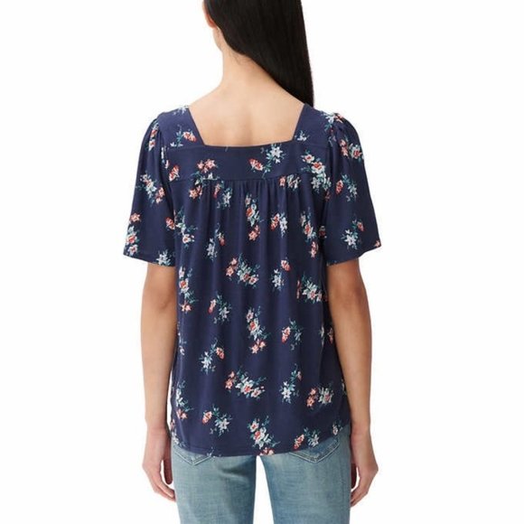 LUCKY BRAND Floral Square Neck Top - Blue Floral - NWT - XL - Picture 2 of 3